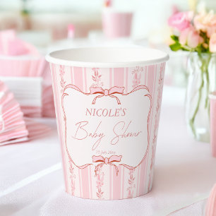 Vasos De Papel Tiras retro rosa pastel ducha personalizada