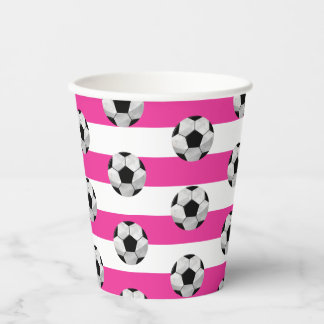 Vasos De Papel Tiras rosadas y blancas para la copa de papel de f