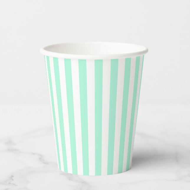 Vasos De Papel Tiras verdes Pastel Mint (Anverso)