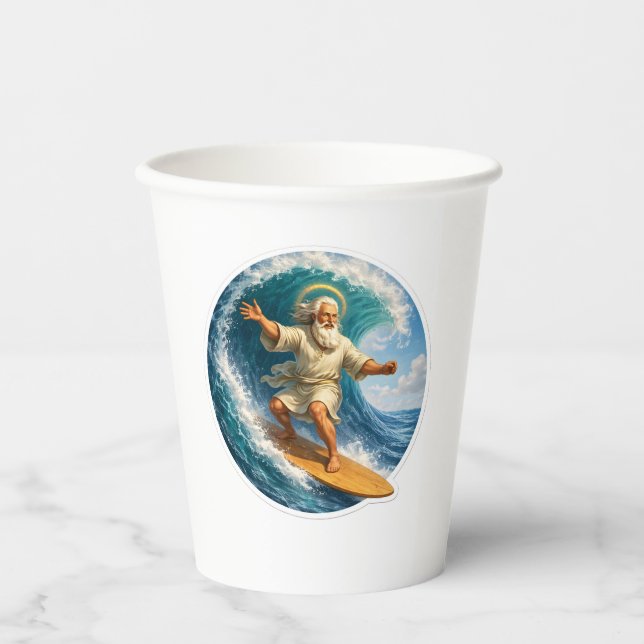 Vasos De Papel Title surfing Moses biblical art disposable paper  (Anverso)