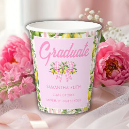 Vasos De Papel Titulación de Limón Rosa Recién Graduada