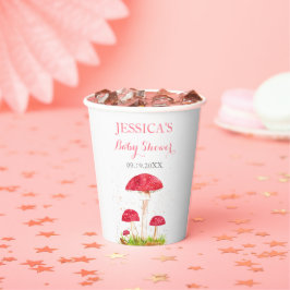 Vasos De Papel Toadstool Mushroom Watercolor Cute Baby Shower