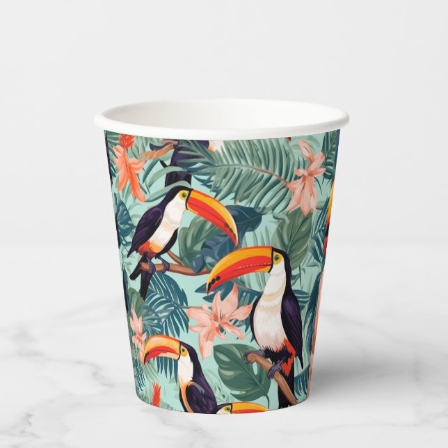 Vasos De Papel Toallas de papel de loro tropical (Anverso)