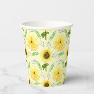 Vasos De Papel Toallas de patrón floral soleado