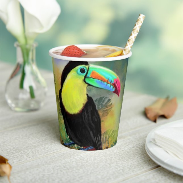 Vasos De Papel Toco Tropical Toucan Bird Cups de Papel (in situ)