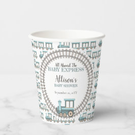 Vasos De Papel Todo a bordo del Baby Express Train Boy Baby Showe