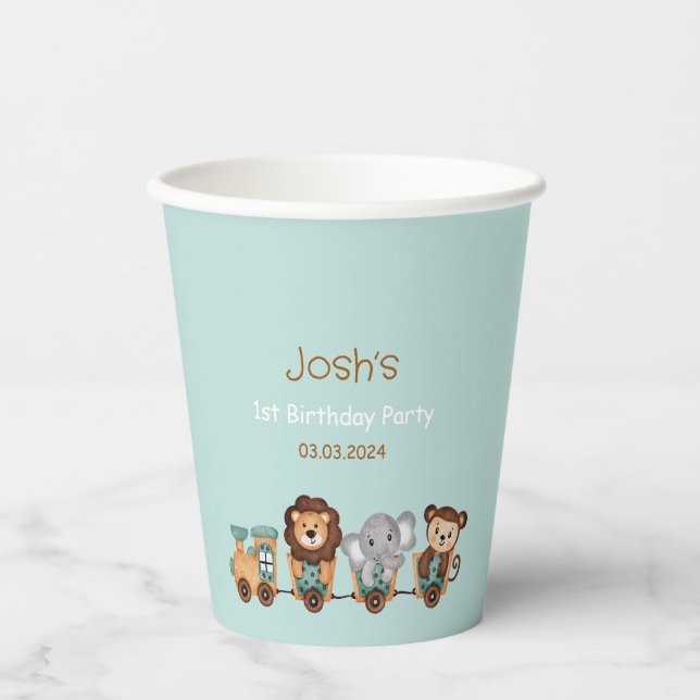Vasos De Papel TODO ABOARD Train Fiesta Kids Cumpleaños (Anverso)