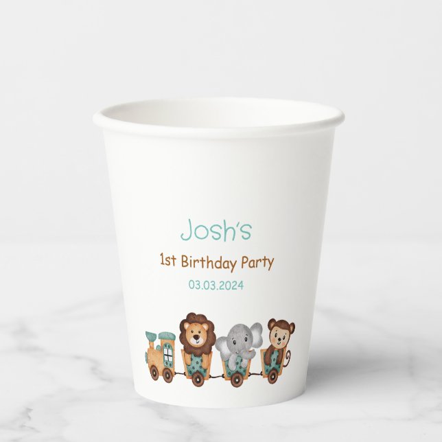 Vasos De Papel TODO ABOARD Train Fiesta Kids Cumpleaños (Anverso)