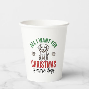 Vasos De Papel Todo lo que Quiero para Navidad es Más Perros Vint