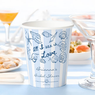 Vasos De Papel Todo lo que veo es amor conchas de mar ducha de la