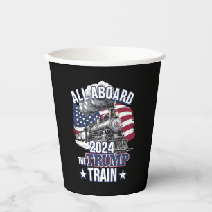 Vasos De Papel Todos a bordo del tren de Trump Trump 2024 Patriót