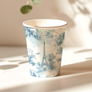 Vasos De Papel Toile de Jouy estilo parisino Elegante