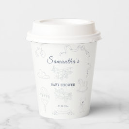 Vasos De Papel Toile de Jouy Nursery Baby Shower