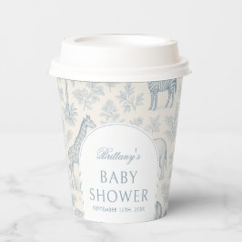 Vasos De Papel Toile De Jouy Safari Animales Blue Boy Baby Shower
