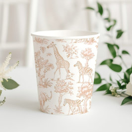 Vasos De Papel Toile de Jouy Safari Animales Boho Baby Ducha