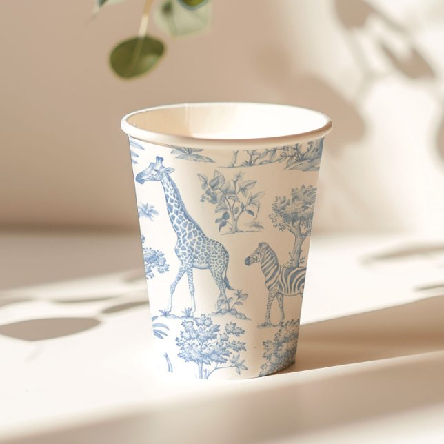 Vasos De Papel Toile de Jouy Safari azul Ducha bebé (Subido por el creador)