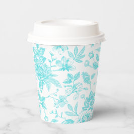 Vasos De Papel Toile floral verde azulado