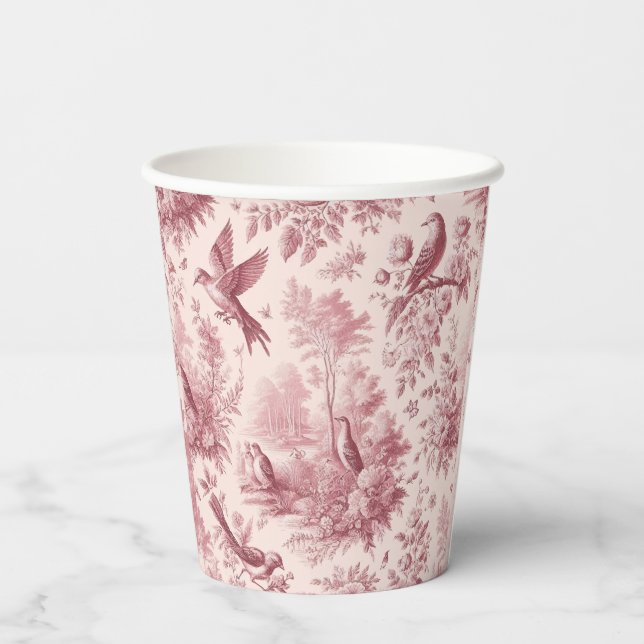 Vasos De Papel Toile Pink Vintage (Reverso )