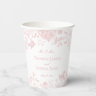 Vasos De Papel Toile Rosa De Jouy Vintage Boda Floral Café