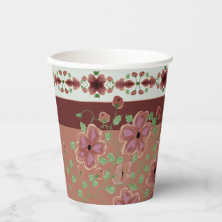 Vasos De Papel Tonos Terrosos Y Florales