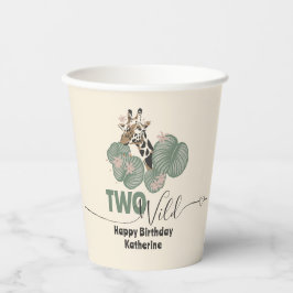Vasos De Papel Too Wild Tropical Greenery Giraffe Animal Birthday