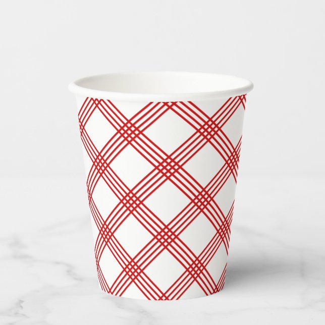 Vasos De Papel Torchon Plaid Diagonal Red Paper Cup (Anverso)
