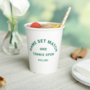 Vasos De Papel Torneo de tenis Escudo de Juego Verde
