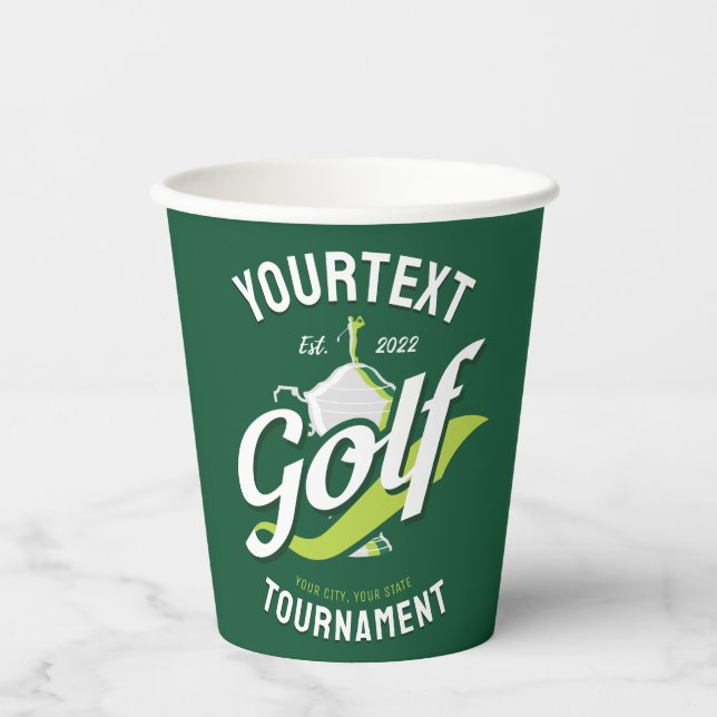 Vasos De Papel Torneo de Trofeo Pro Golfer NAME Golf (Anverso)