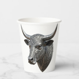 Vasos De Papel Toro de plata celta cabeza vikinga celta