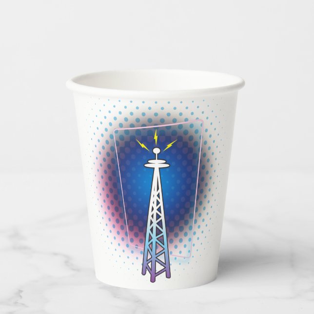 Vasos De Papel Torre de Radio Gráfica (Anverso)