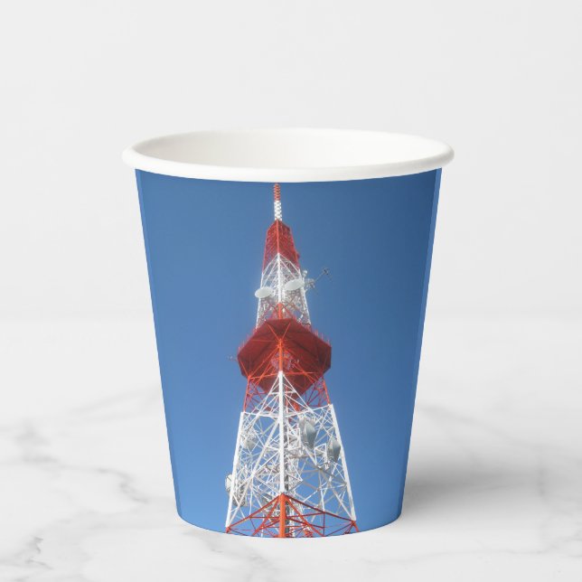 Vasos De Papel Torre de radio y TV (Anverso)
