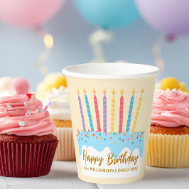 Vasos De Papel Torta de Cumpleaños Chic Personalizada para Fiesta