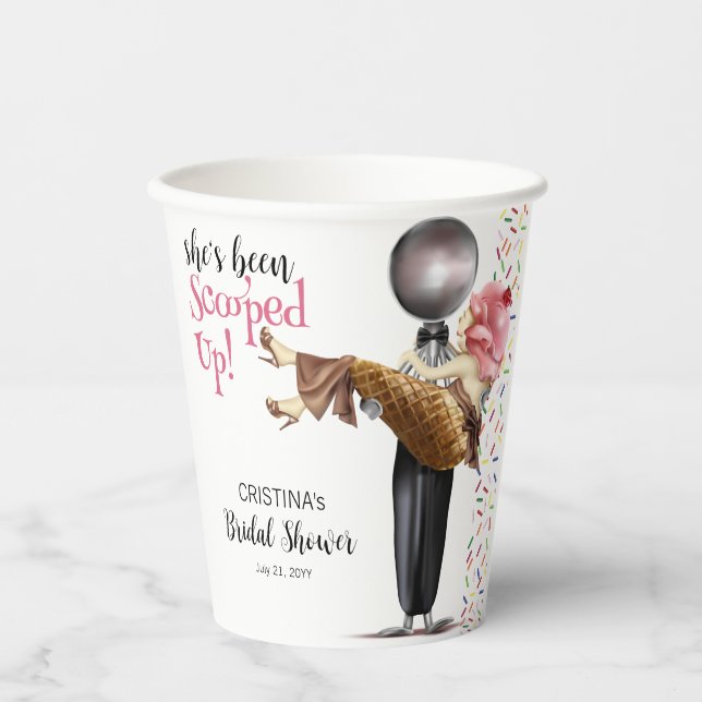 Vasos De Papel Torta de helado de fresa para la despedida de solt (Anverso)