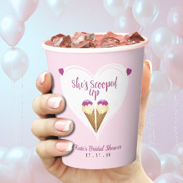 Vasos De Papel Torta de helado rosa recogida Corazón Desayuno de 