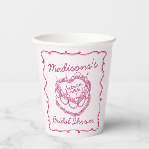 Vasos De Papel Torta de Novia Coquette Corazón Retro Rosa Cereza 