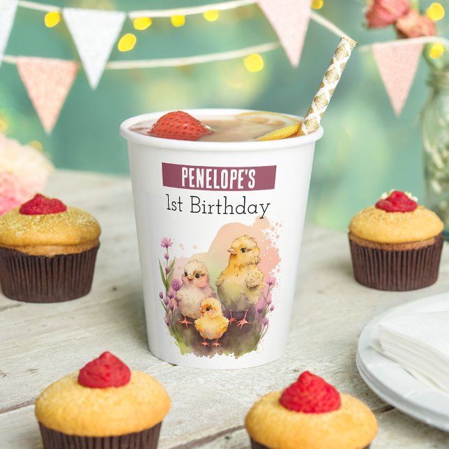 Vasos De Papel Torta de primavera - 1er cumpleaños - (Subido por el creador)