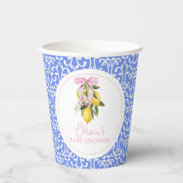 Vasos De Papel Torta De Shower Para Bebe Lemon Pink Bow La Dolce 