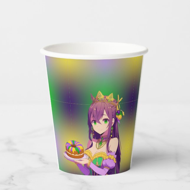 Vasos De Papel Torta del Rey Anime Mardi Gras (Anverso)