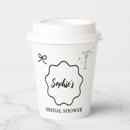 Vasos De Papel Torta Nupcial con Borde Retro Ondulado de Blanco y