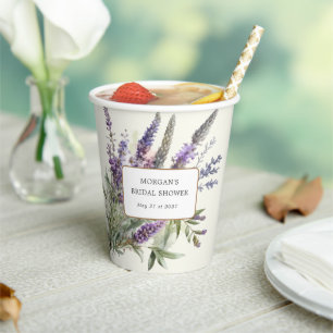 Vasos De Papel Torta Nupcial de Aquarela Lavanda Regia