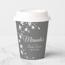 Torta Nupcial Floral Gris y Blanco Moderno