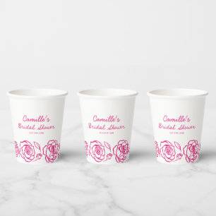Vasos De Papel Torta Nupcialal Floral Rosa Caprichosa