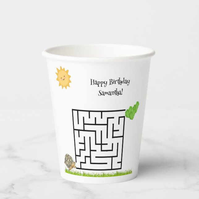 Vasos De Papel Tortoise y lechuga, tazas de papel para el laberin (Anverso)