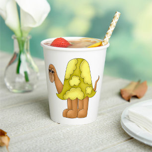 Vasos De Papel Tortuga de dibujos animados linda con caparazón ve