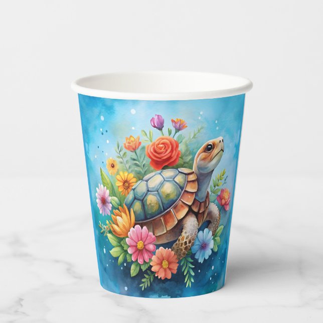 Vasos De Papel Tortuga floral (Reverso )