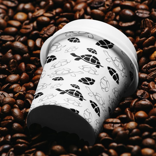 Vasos De Papel Tortuga negra y blanca (black and white turtle cartoon kids,adult party stationery, birthday party use and throw paper cups)