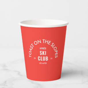 Vasos De Papel Tostada en las pistas Club Après Ski Retro Rojo