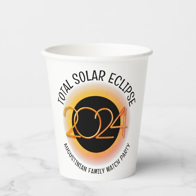 Vasos De Papel TOTAL DE ECLIPSE SOLAR 2024 personalizado (Anverso)