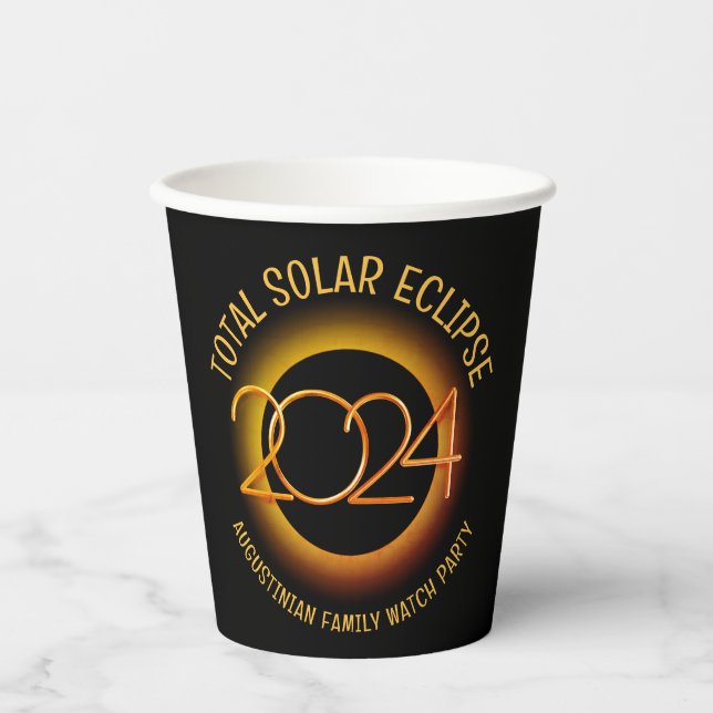 Vasos De Papel TOTAL DE ECLIPSE SOLAR 2024 personalizado (Anverso)