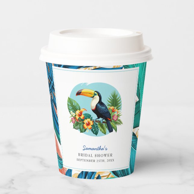 Vasos De Papel Toucan Selva Tropical Verano Despedida de Soltera (Anverso)